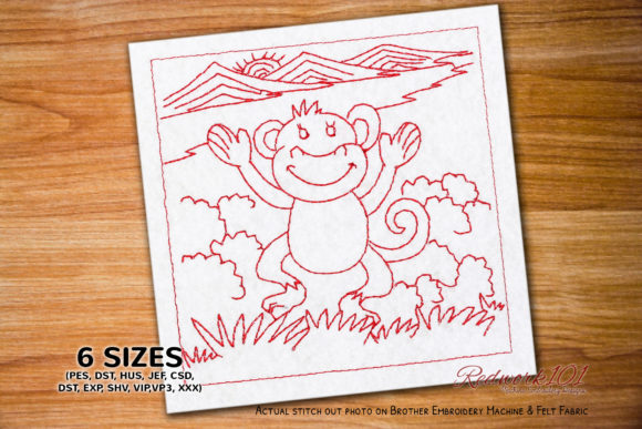 Baby Monkey Dancing Redwork: A Designer's Review