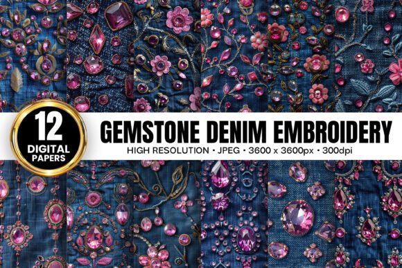 Pink Gemstones Denim Embroidery Patterns Review