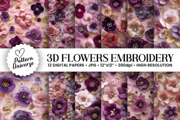 Review: 3D Pink Purple Floral Embroidery Pattern for Gifts