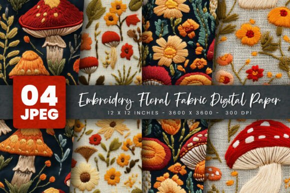 Review: Embroidery Floral Fabric Digital Paper for Gifts